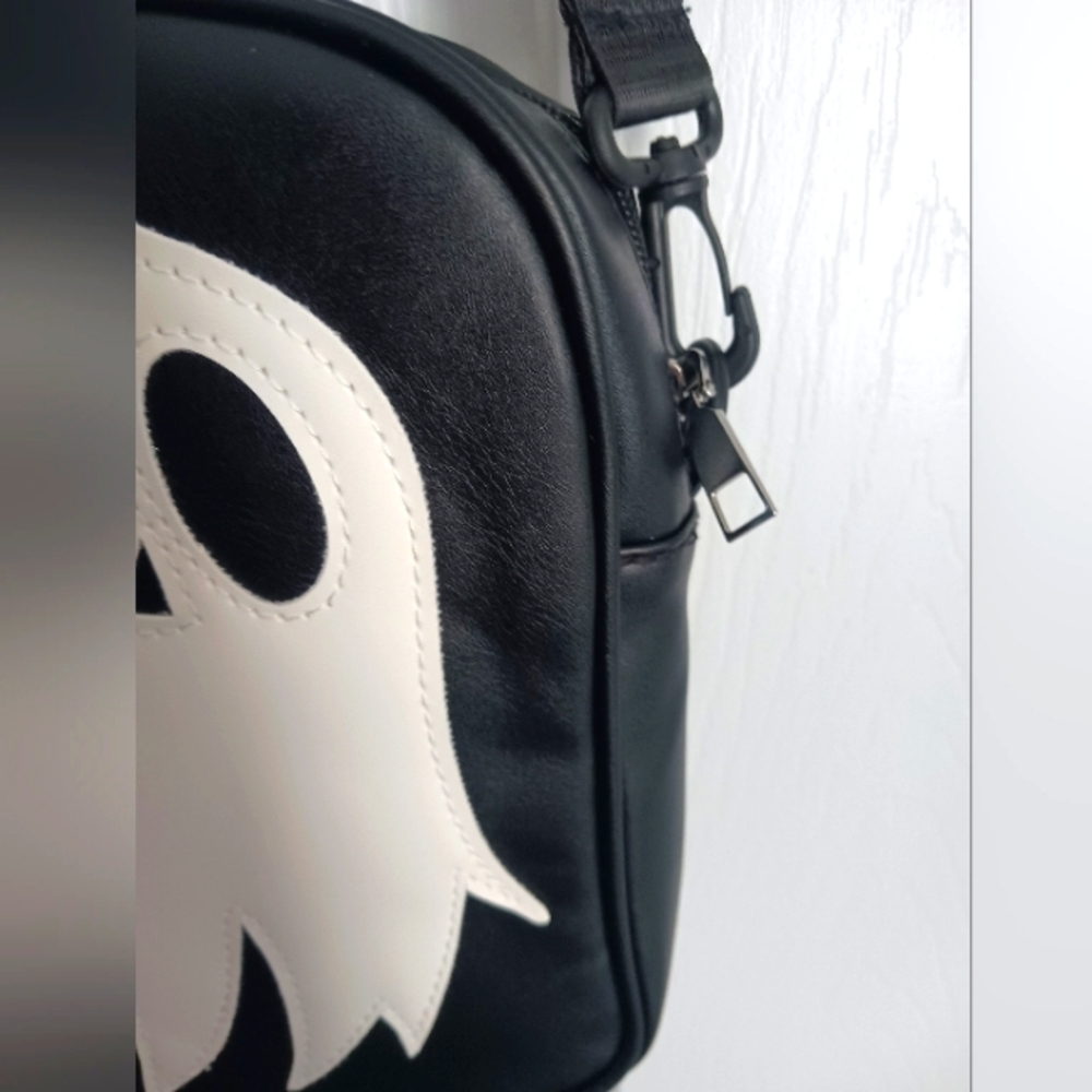 Ghost Black  Goth Crossbody Bag Vegan Leather Shoulder Bag+ Patch - Picture 15 of 16